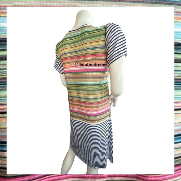 NWT David Cline V-Neck Short Sleeve T-Shirt Dress SZ Small Blue Stripe $119 - Picture 7 of 15